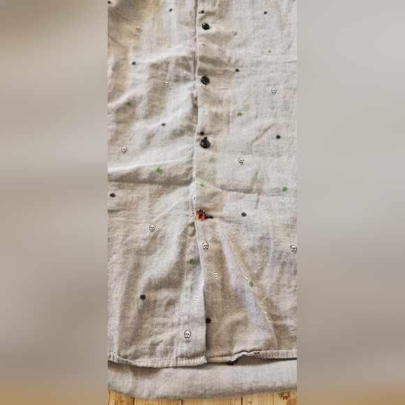 Visconti Black Men's Skull Motif Blue Button Down Long Sleeve Shirt Size XXL - Picture 7 of 8